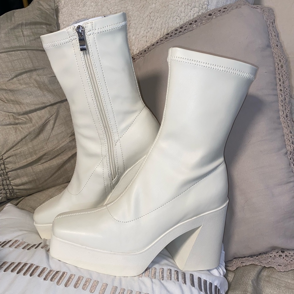 Public Desire White Platform Boot